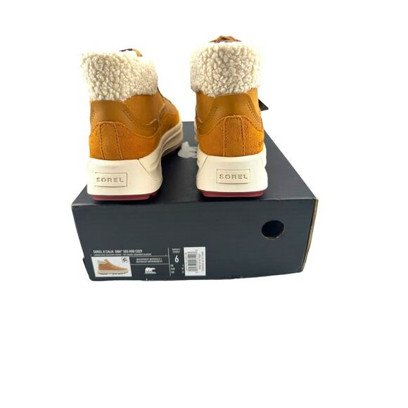 Sorel X Calia Ona 503 Mid Fur Cozy Sneaker Boot Sz 6.5 Canyon Gold /ceramic NIB - Picture 5 of 12